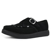 Spetsiga Creeper Svarta Mocka Platåskor Med Monk Buckle