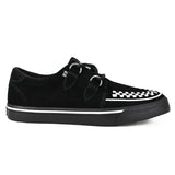 Spetsiga Creeper Sneaker Svarta Vita Mocka Platåskor