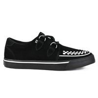 Spetsiga Creeper Sneaker Svarta Vita Mocka Platåskor