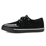 Spetsiga Creeper Sneaker Svarta Vita Mocka Platåskor