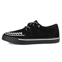 Spetsiga Creeper Sneaker Svarta Vita Mocka Platåskor