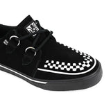 Spetsiga Creeper Sneaker Svarta Vita Mocka Platåskor