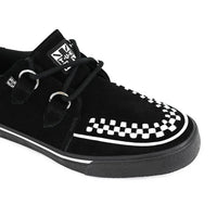 Spetsiga Creeper Sneaker Svarta Vita Mocka Platåskor