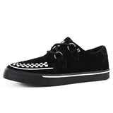 Spetsiga Creeper Sneaker Svarta Vita Mocka Platåskor