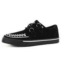 Spetsiga Creeper Sneaker Svarta Vita Mocka Platåskor