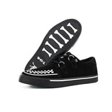 Spetsiga Creeper Sneaker Svarta Vita Mocka Platåskor
