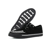 Spetsiga Creeper Sneaker Svarta Vita Mocka Platåskor