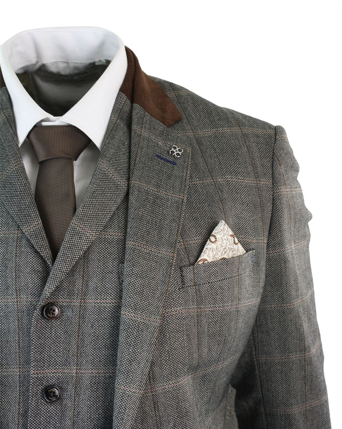 Herrrutig Tweed 3-delad Blå Marinblå Kostym Vintage Retro Skräddarsydd Passform Prince Of Wales