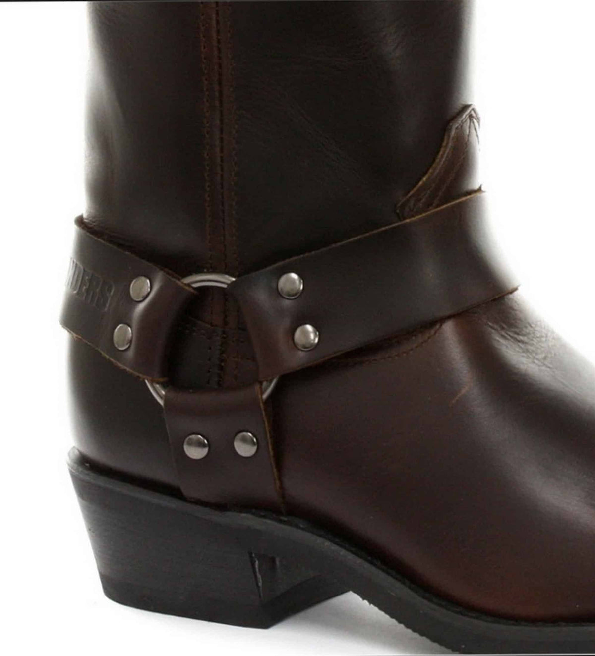 Unisex äkta läder Hi Biker stövlar Rock Punk Grinders Buckle Cowboy Riding