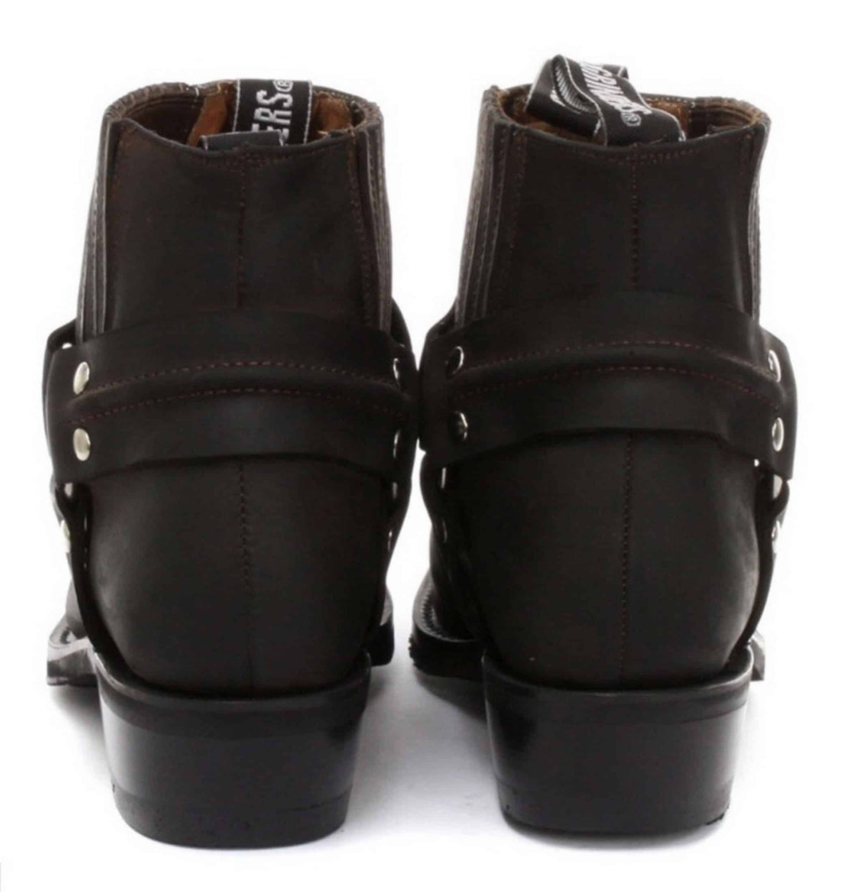 Unisex äkta läder biker ankelstövlar rock punk grinders spänne cowboy ridning