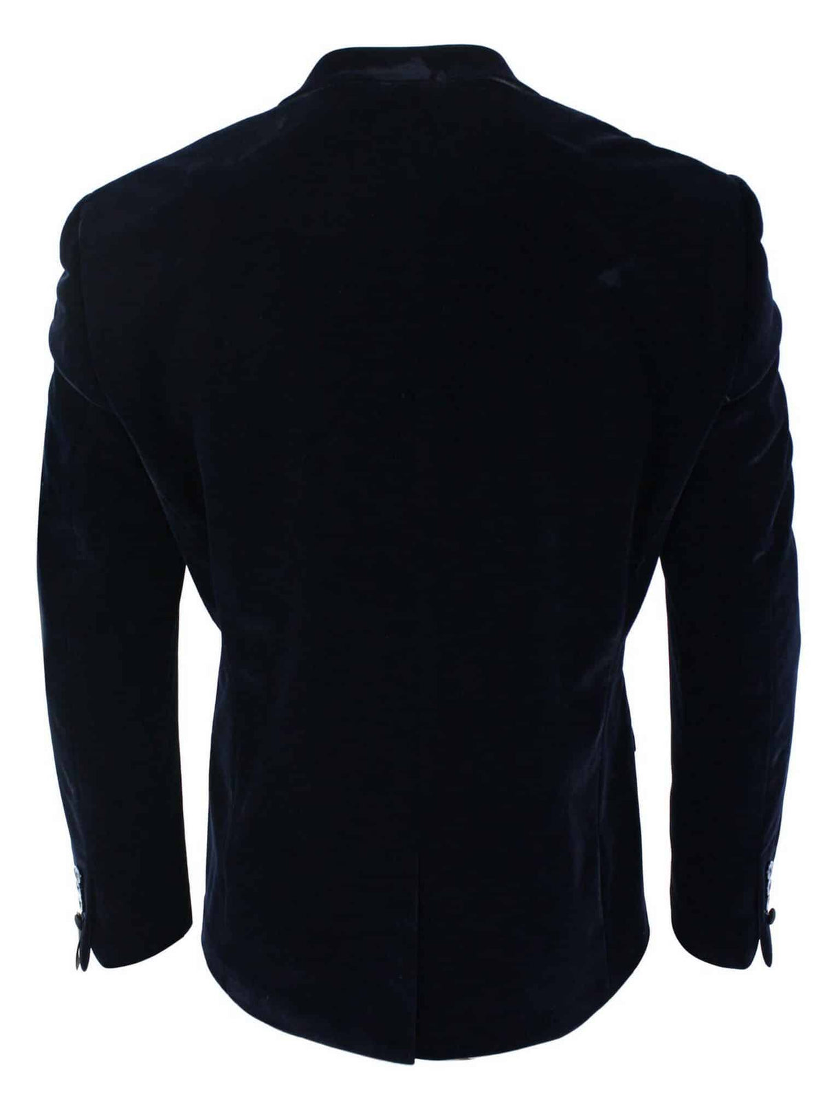 Cavani Rosa - Herr Mjuk Sammet Svart Marinblå Smokingkavaj med 1 Knapp Elegant Casual Passform - Marinblå