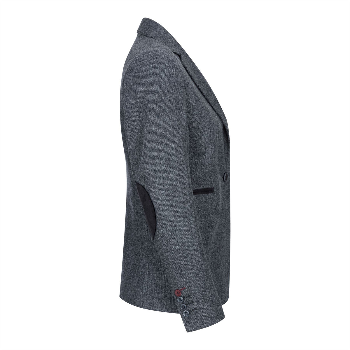 Damkavaj med ull, tweed, armbågslapp, 1920-tals vintage, klassisk grå