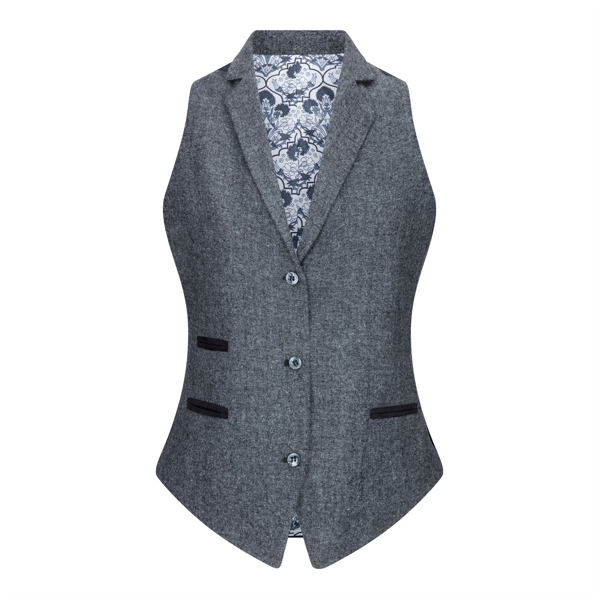 Damväst Kostym Ull Tweed Armbågslapp 1920-tals Vintage Klassisk Grå