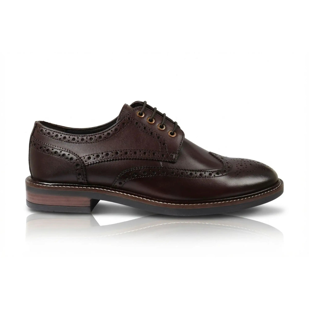 Stokes - Herr Bruna Läder Wingtip Brogue Snörskor