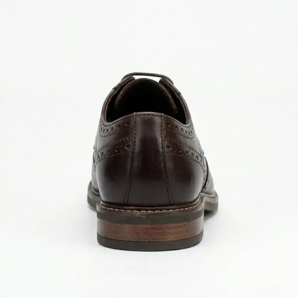 Stokes - Herr Bruna Läder Wingtip Brogue Snörskor