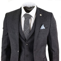 Svart herrkostym i tweed, tredelad vintagestil – STZ14