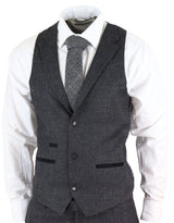 Svart herrkostym i tweed, tredelad vintagestil – STZ14