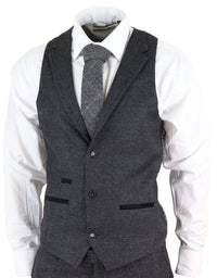 Svart herrkostym i tweed, tredelad vintagestil – STZ14