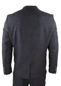 Svart herrkostym i tweed, tredelad vintagestil – STZ14