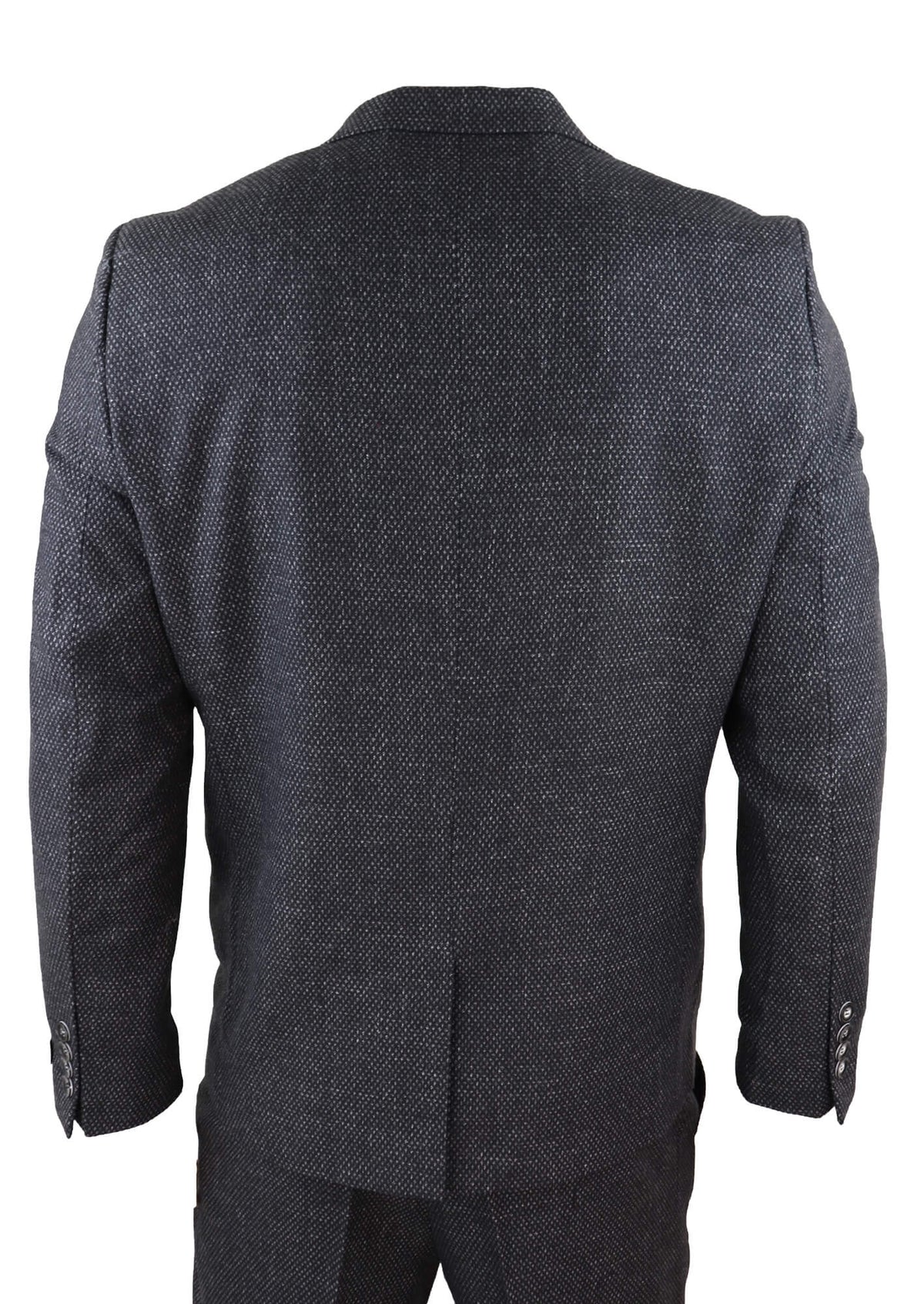Svart herrkostym i tweed, tredelad vintagestil – STZ14