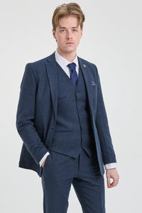Marinblå Peaky Blinders ullkostym för män