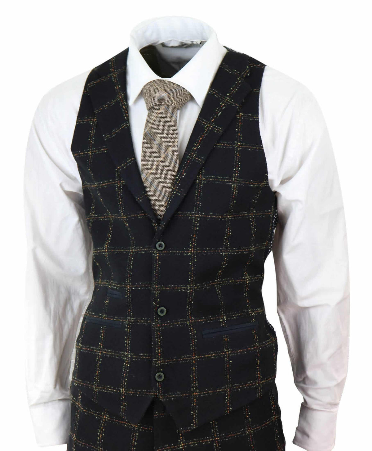 Herr Svart - Brunrutig Tweed 3-delad kostym