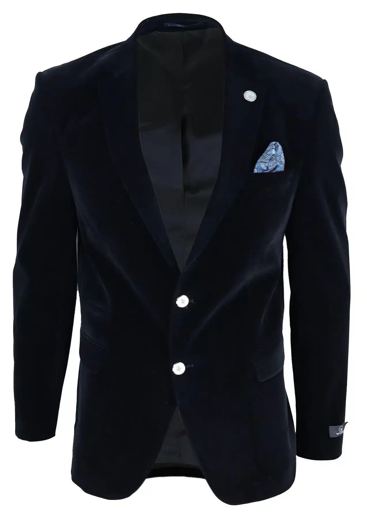 Herr sammetsblazer kostymkavaj med 2 knappar, smart casual, formell, skräddarsydd passform - svart