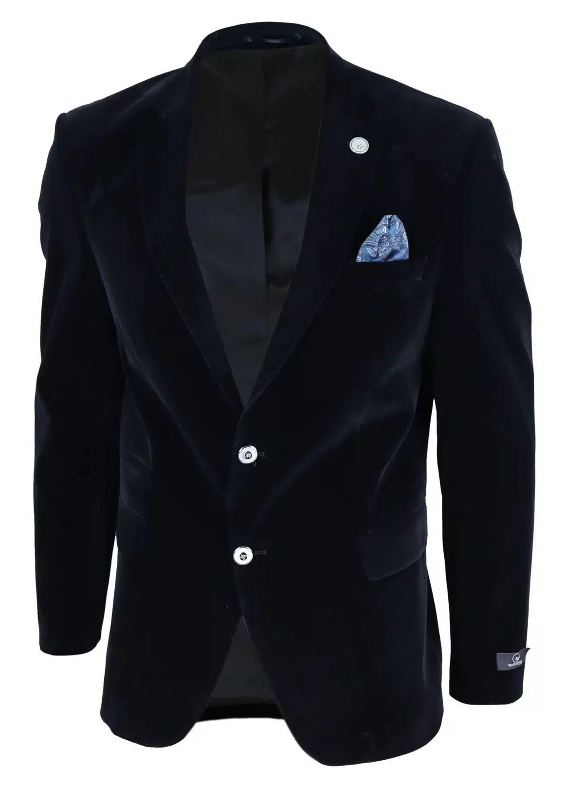 Herr sammetsblazer kostymkavaj med 2 knappar, smart casual, formell, skräddarsydd passform - svart