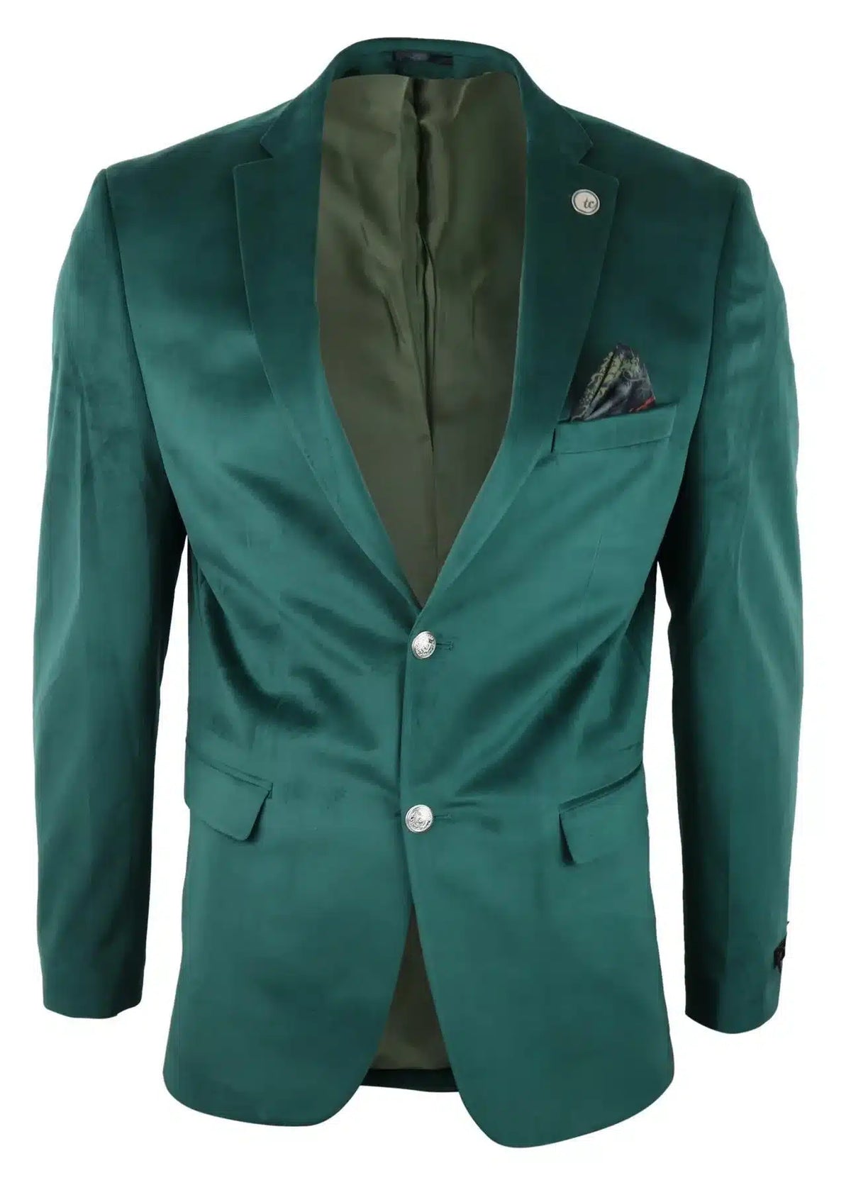 Herr Sammetskavaj Kavaj med 2 Knappar, Smart Casual, Formell, Skräddarsydd Passform - Grön