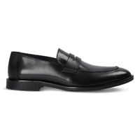 Ted - Svarta klassiska herrloafers i läder med mockatå
