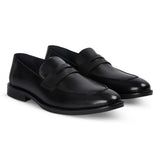 Ted - Svarta klassiska herrloafers i läder med mockatå