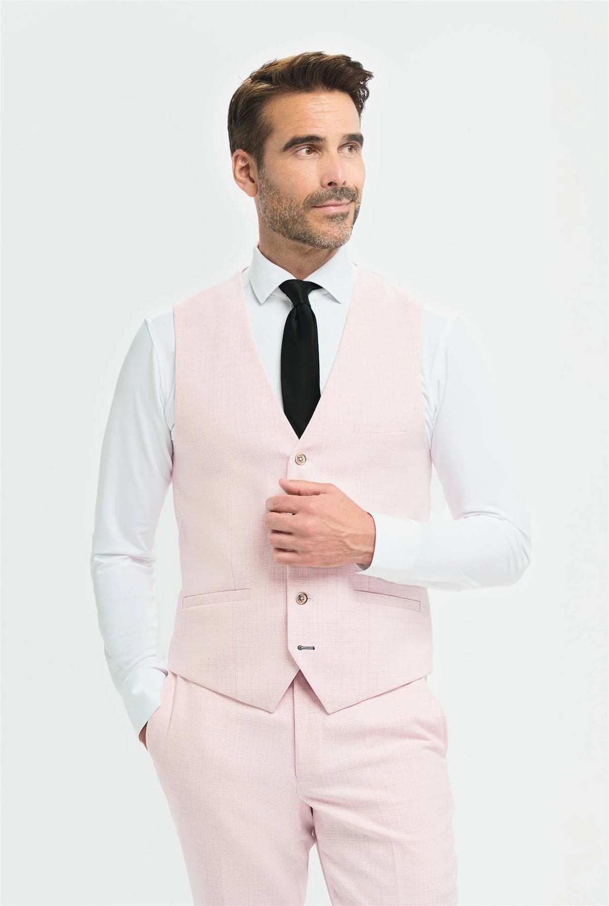 Tropez - Herrkostym i rosa, skräddarsydd 3-delad passform