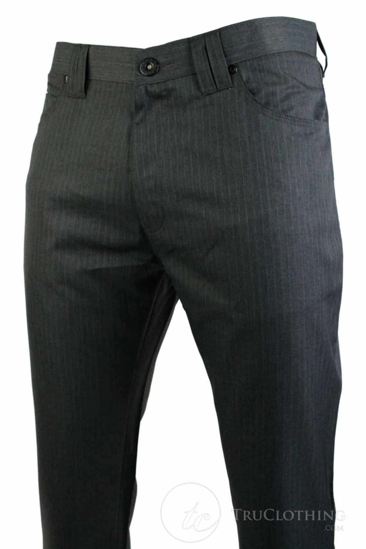 Herrbyxor med nålrandigt snitt, rakt skuren, smart, casual, grå, kort, normallång, kontorsarbete