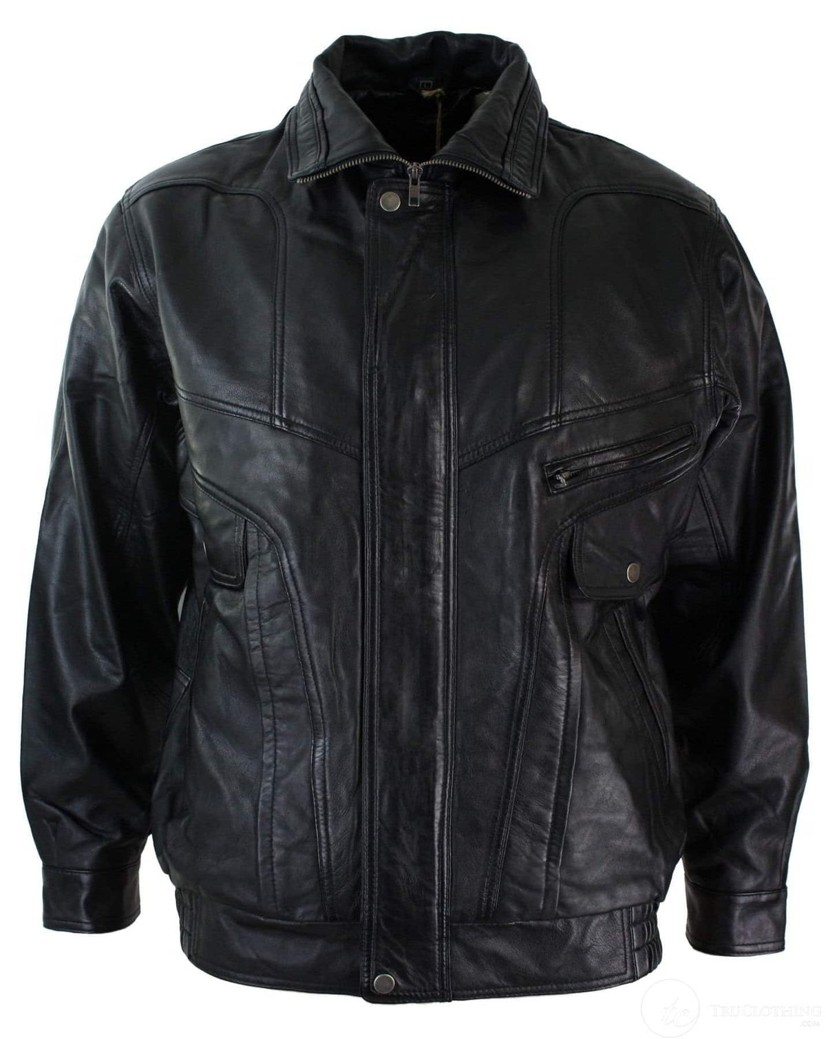 Herr Classic Bomber Svart Nubuck Tvättad Brun Läderjacka-Svart