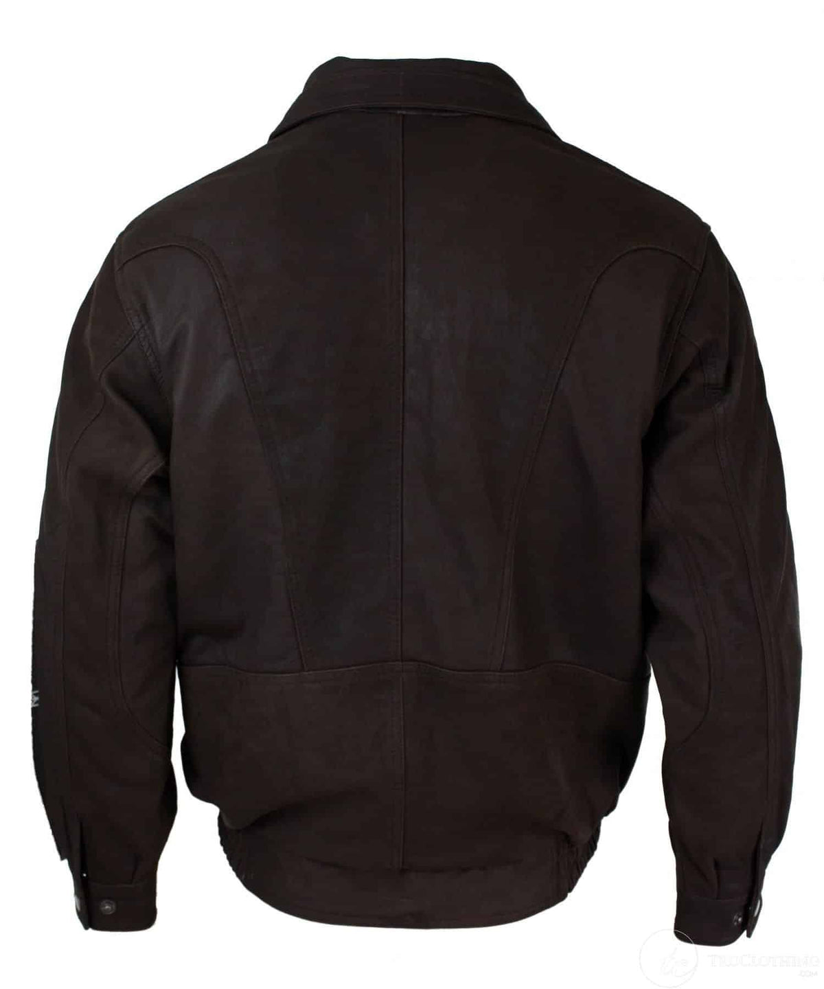 Herr Classic Bomber Svart Nubuck Tvättad Brun Läderjacka-Brun