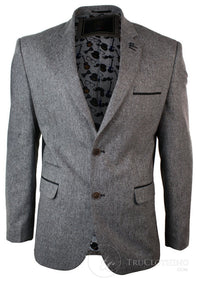 Ljusbrun fiskbensmönstrad tweed vintage slim fit kavaj herr elegant casual jacka