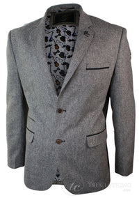 Ljusbrun fiskbensmönstrad tweed vintage slim fit kavaj herr elegant casual jacka