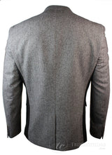 Ljusbrun fiskbensmönstrad tweed vintage slim fit kavaj herr elegant casual jacka