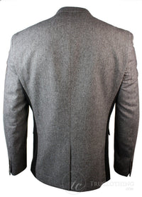 Ljusbrun fiskbensmönstrad tweed vintage slim fit kavaj herr elegant casual jacka