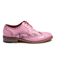 Wolf - Rosa blommiga vingspetsbrogues för män