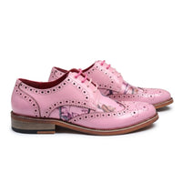 Wolf - Rosa blommiga vingspetsbrogues för män