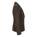 Damblazer i tweed, fiskbensmönstrad, brun, 1920-tals vintage, skräddarsydd, klassisk, elegant