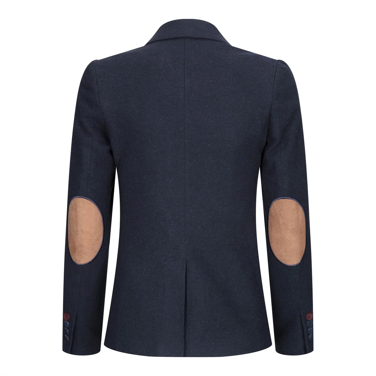 Damkavaj med ull, tweed, armbågslapp, 1920-tals vintage, klassisk blå