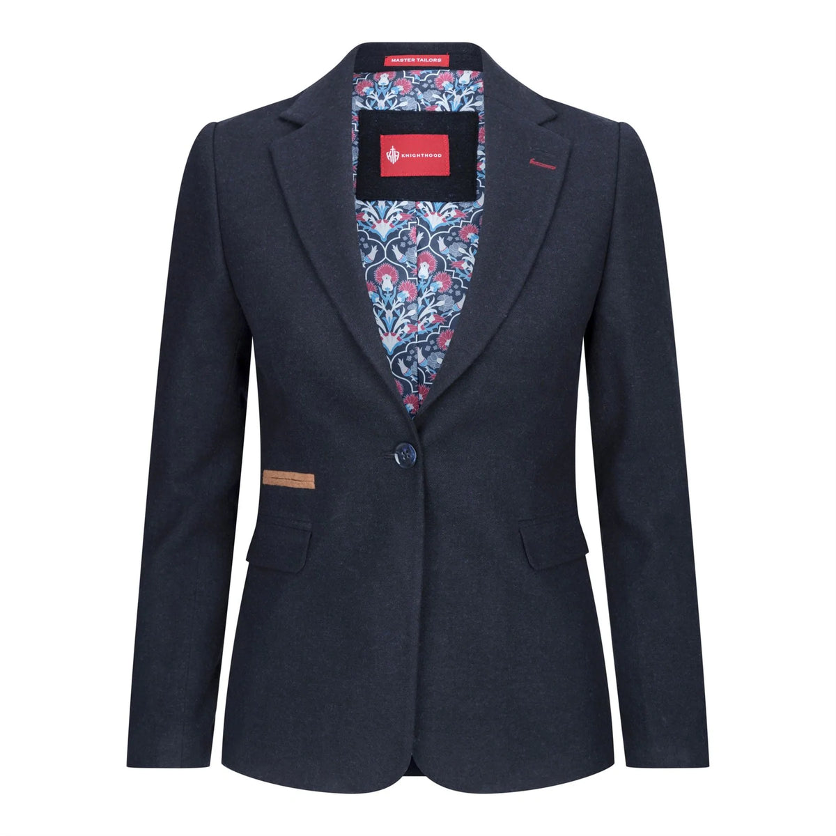 Damkavaj med ull, tweed, armbågslapp, 1920-tals vintage, klassisk blå